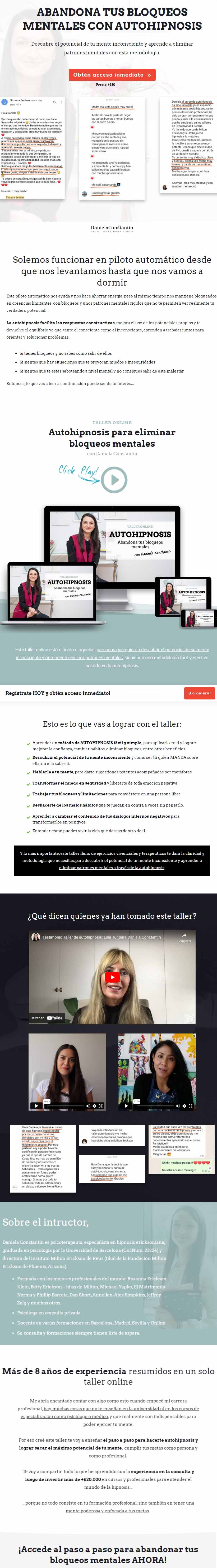 Taller Online Autohipnosis Abandona tus Bloqueos Mentales Daniela Constantin z