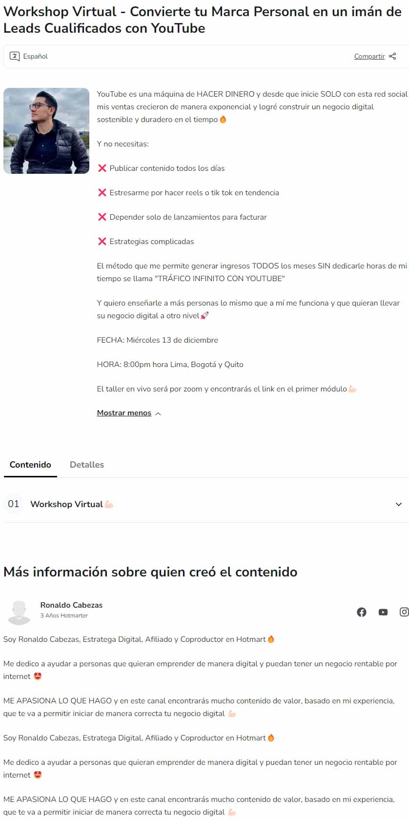 Workshop Marca Personal con YouTube 2 Workshop Marca Personal con Youtube Ronaldo Cabezas z