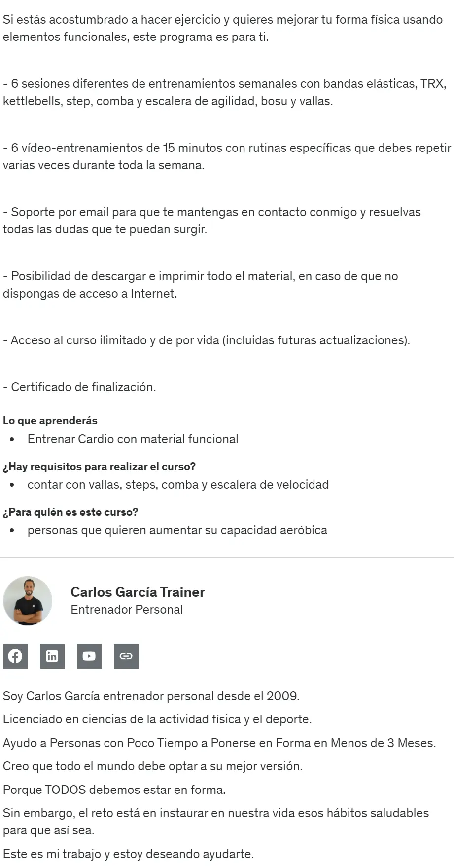 Entrenamiento Cardio HIIT Funcional. Fitness Workout Carlos Garcia Trainer z