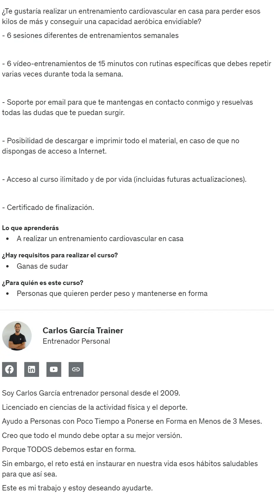 Entrenamiento Cardio HIIT en Casa. Fitness Workouts Carlos Garcia Trainer z 1