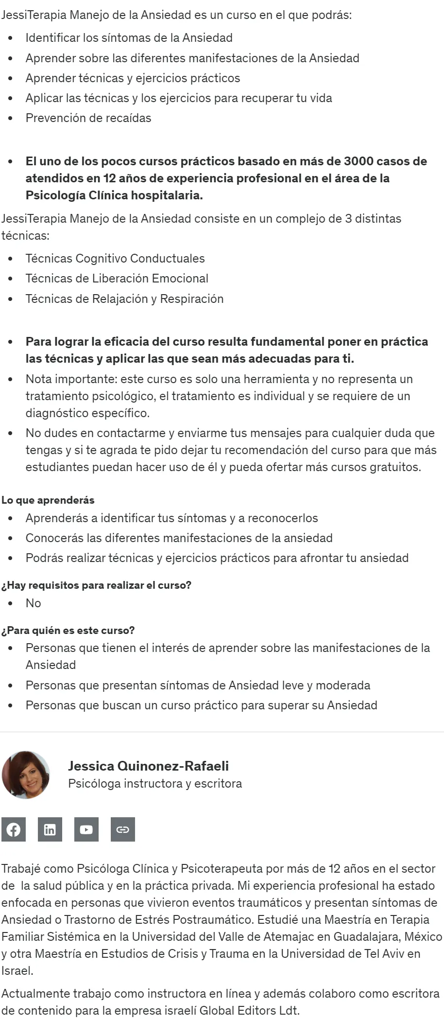 JessiTerapia curso para manejar la Ansiedad leve y moderada Jessica Quinonez z