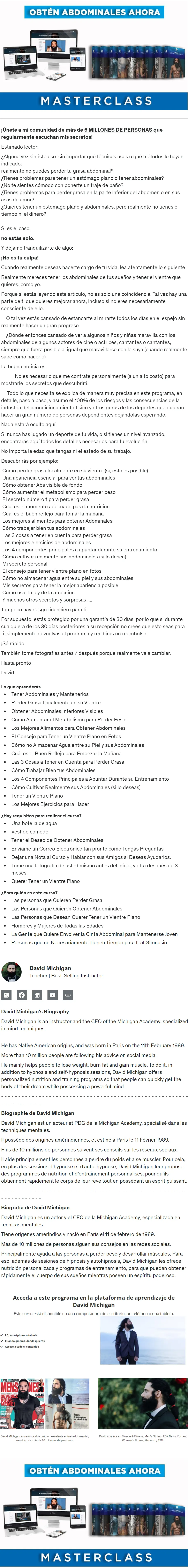 Los Secretos para Tener Abdominales. Programas y Nutricion David Michigan z