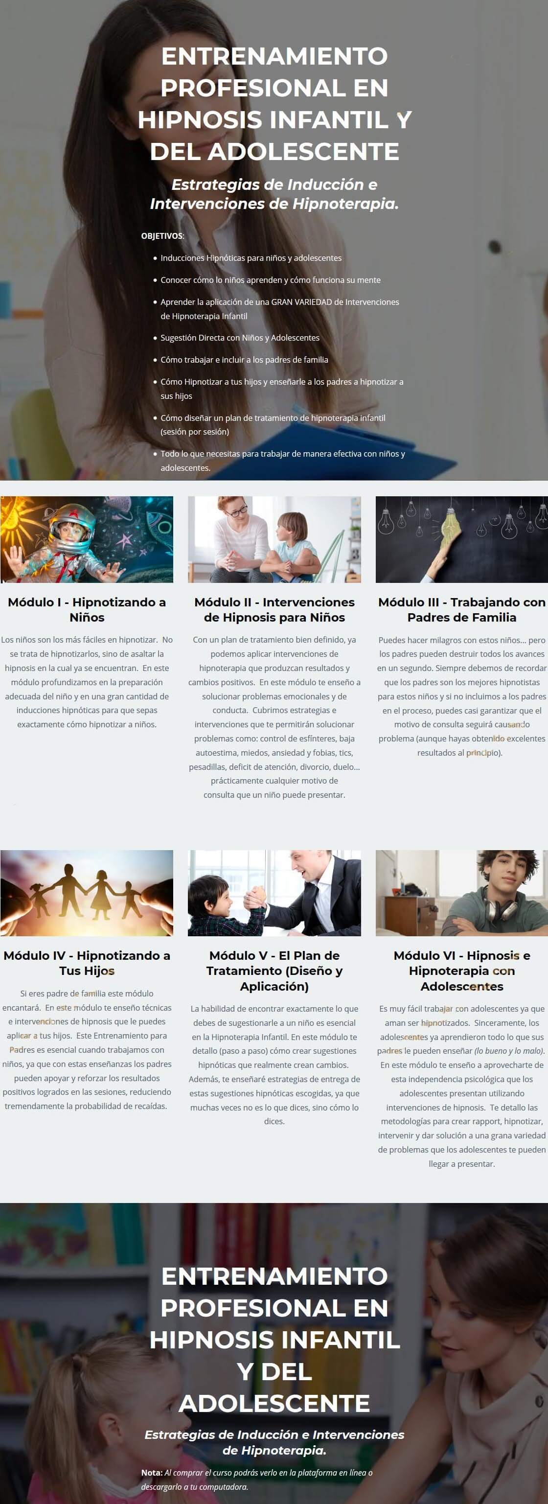 Entrenamiento Profesional en Hipnosis Infantil y del Adolescente LAHP