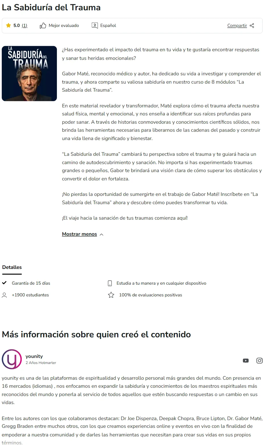 La Sabiduria del Trauma Younity